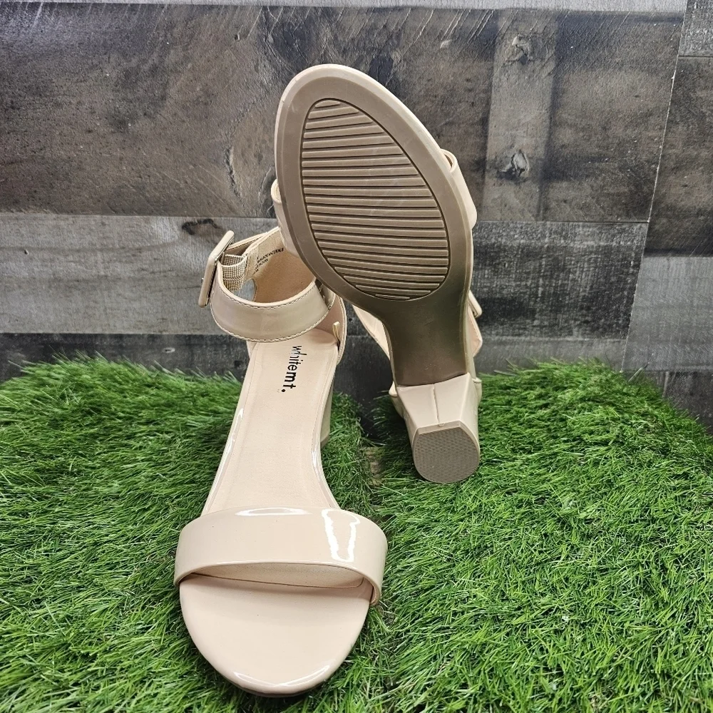 Whitemt. Patent Leather Block Heel Sandals